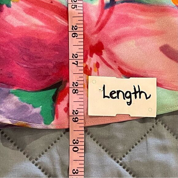 Lauren Ralph Lauren Size Large Watercolor Floral Print Crepe Tunic Blouse - Picture 11 of 12